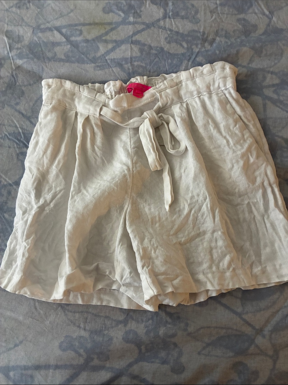 Lilly Pulitzer White Tie-Waist Linen Blend Shorts